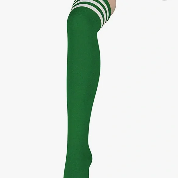 Thigh High Socks Green White - Picture 2 of 7